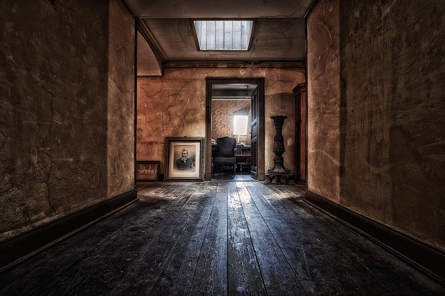 floor, corridor, interior, wood Floor, old, room, space, vintage, backdrop, retro