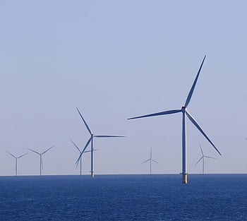 wind turbines, offshore wind turbines, renewable energy, ocean, wide view, wind power, offshore wind farm, ocean energy, windmills, sea, wind generators