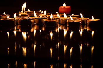 tea Candles, burning Candles, flame Reflection, candle Wick, calming Wallpaper, flame Of Candles, sacrificial Candle, melted Wax, candle Flickering, combustion, lit