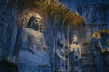 statue di buddha, grotte di Longmen, antichi sculture in pietra, Grotta cinese, arte spirituale, sculture in pietra, arte buddista, eredità culturale, sito storico, statue religiose, arte rupestre