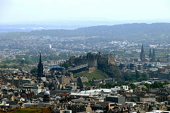 Edinburgh, edinburgh hrad, Pohled, Skotsko, pohled na hrad, Arthurovo sídlo, hrad