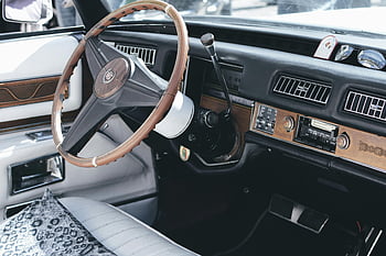 vintage car, wooden steering wheel, classic interior, dashboard, brown and black car, close-up, vintage dashboard, classic car interior, car steering wheel, vintage steering wheel, classic dashboard