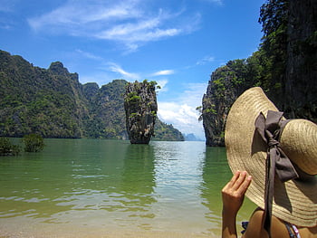thailand, phuket, phi Phi Island, ocean, background, sky, island, woman, person, man, travel