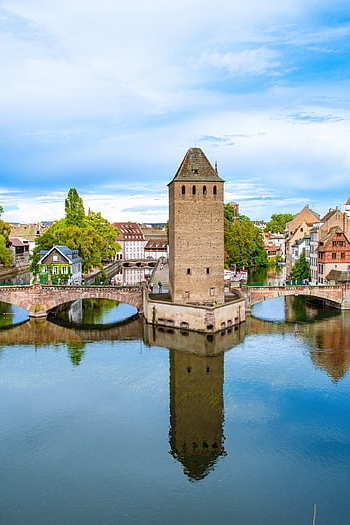 Torre, ponte, flusso, Francia, Alsazia, Europa, acqua, riflessione, città, Strasburgo, turismo