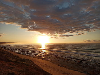 sunrise, beach, ocean, sea, seascape, morning, sky, clouds, water, nature, sun