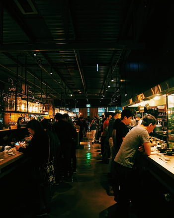 restaurant, people, Taipei, Xinyi District, Taiwan, ramen house, bustling night, popular, dining, interior, customers