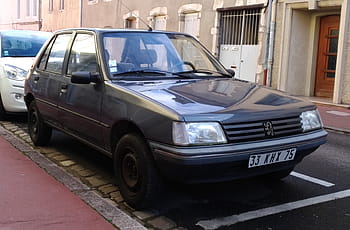 プジョー、 205、 1993年、 車、 シャロンシュールソーヌ、 ビンテージ、 車両、 ナンバープレート、 通り、 駐車中、 フランス