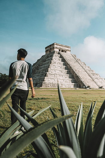 chichen itza, mayské pyramidy, návštěvník, slunečný den, Kultovní Mayan, Mexiko, starověké civilizace, cíl cesty, kulturní dědictví, archeologické naleziště, cestovní ruch