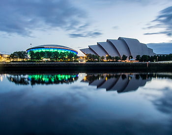 Glasgow, Skotsko, clyde řeka, pásovec, Clyde Auditorium, SEC HYDRO, hydro, odraz, cestovat, konferenční centrum