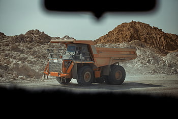 truck, mining area, large dump truck, dusty quarry, Biskra, Algeria, Hitachi, industrial vehicle, mining operation, quarry equipment, heavy machinery