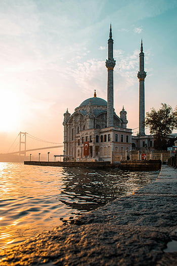 mešita ortaköy, Bospor, západ slunce, Istanbul, architektura, krajina, mešita, voda, harmonie, krocan, minarety
