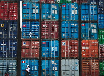 stohované nákladní kontejnery, Barevné kontejnery, Přepravní dvůr, jakarta, Indonésie, nákladní kontejnery, přepravní kontejnery, Port Logistics, stohování kontejnerů, mezinárodní doprava, kontejnerový terminál