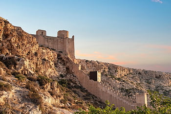 monumento, tramonto, natura, antico, alcazaba, Almeria, sole, paesaggio