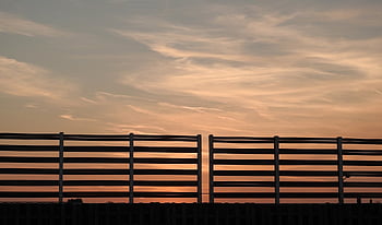 sunset, nature, air, fence, romantic, skies, sun, clouds, light