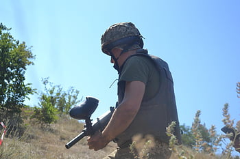 paintball, rifle, soldier, man, military, army, navy, marines, training, ukraine, war Game