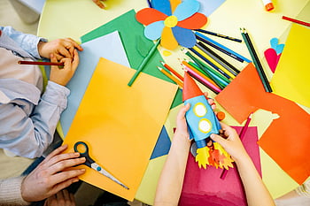 children arts and crafts, school activities, creative education, colorful paper, pencils, scissors, classroom crafts, kids creativity, art supplies, educational crafts, vibrant crafts