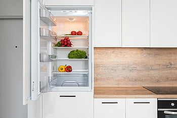 fridge, vegetables, modern kitchen, fresh vegetables, healthy meals, open fridge, sleek kitchen, radishes, tomatoes, peppers, lettuce