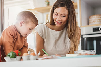 mother, child, together, son, boy, parent, learning, home, female, kid, childhood