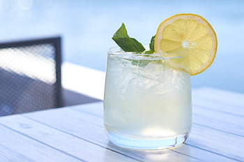 summer, cocktail, drink, liquid, ice, lemon, glass, mint, beverage, cold, fruit