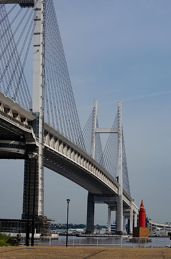 bridge, city, blue Sky, yokohama