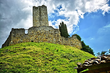 Rumen Kalesi, kalıntılar, Toskana, İtalya, kale, orta Çağ kalesi, peyzaj, tarihi alan
