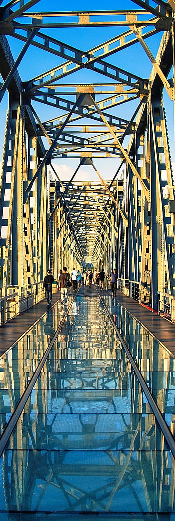 symetrie, sklenka, plank road, architektura, budova, město, ocel, dav, harbin