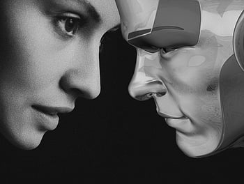 robot, milenci, muž, žena, android, futuristický, robotika, kyborg, stroj, humanoid