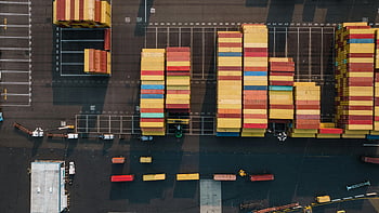 dron výstřel, nákladní kontejnery, Přístav v Seattlu, pohled z vysokého úhlu, Barevné kontejnery, logistiky, přeprava nákladu, přepravní kontejnery, Port Logistics, letecké snímkování, kontejnerový dvůr