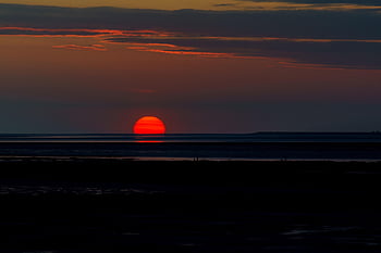 Severní moře, moře, západ slunce, soumrak, Wadden moře, dosvit, mraky, schleswig-holstein, Severní Frísko, nebe