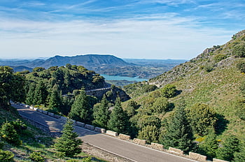 Hiszpania, andaluzja, Prowincja Kadyksu, Puerto de las Palomas, Reservoir Zahara-el Gastor, zbiornik, zahara de la sierra, El Gasto, woda, krajobraz, góry