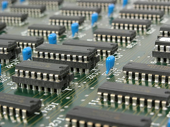 strumenti elettronici neri e blu, circuito verde, circuiti integrati, scheda madre elettronica, colpo di macro, componenti, Foto dettagliata, tecnologia, elettronica, hardware, avvicinamento