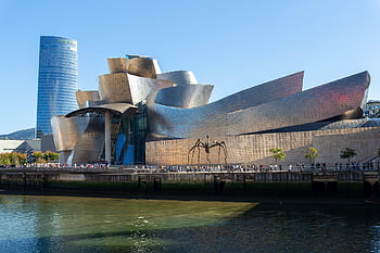 costruzione, fiume, moderno, Museo, guggenheim, bilbao, architettura, città, arte, paesaggio