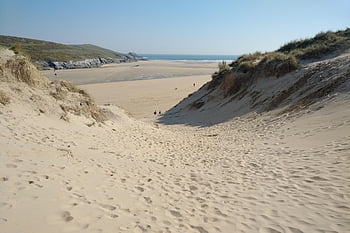 beach, cornwall, sand, sea, coast, water, england, ocean, coastline, scenic, sky