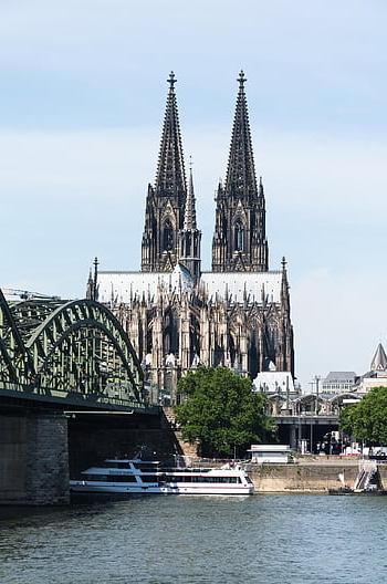 katedrála v Kolíně nad Rýnem, hohenzollernbrücke, rhine, Kolín nad Rýnem, Německo, kostel, architektura, město, městský
