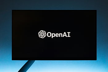 openai, tv Ruutu, minimalistinen näyttö, Openai -logo, gradientin sininen tausta, näyttöruutu, tekniikka, tekoäly, digitaalinen näyttö, moderni muotoilu, tekninen logo