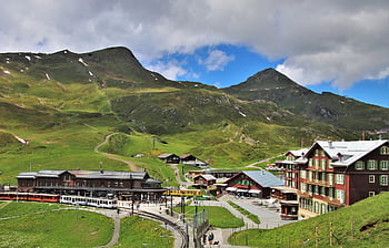 train Station, railway, mountains, jungfrau, travel, transport, transportation, railway Station, railroad, village, alpine