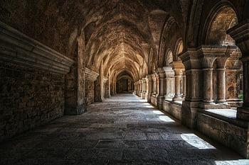 monastery, vault, cloister, columns, building, historical, abbey, old, middle Ages, stone, architecture