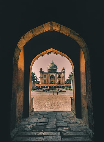 safdarjung tomb, ทางเข้าโค้ง, นิวเดลี, อินเดีย, อนุสาวรีย์ประวัติศาสตร์, โถงทางเดินโค้ง, สุสานของซาฟดาร์จุง, สถาปัตยกรรมโมกุล, แหล่งมรดก, ทางเดินหิน, โครงสร้างทรงโดม