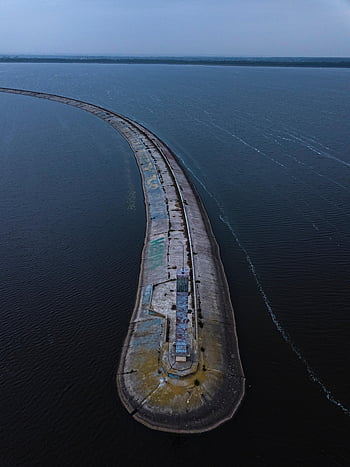 lighthouse, dam, sea, dnieper, river, water, industrial