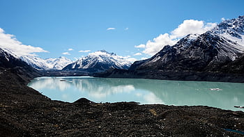 new Zealand, mount Cook, mountains, landscape, nature, water, lake, blue Sky, clouds, sky, snow