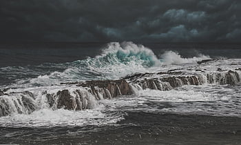 onde, formidabile, costa, mare, cielo, nuvole, costa rocciosa, natura, giornata nuvolosa, nuvoloso, tempesta