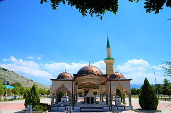cami, minaret, dome, architectural, islam, religion, building, city, turkey, i̇sparta