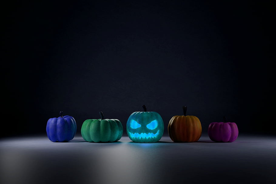 dýně, Haloweenská dýně, barvitý, svítí, barevné dýně, halloween dekorace, dekorace, předvečer Všech svatých, podzimní dekorace, zelenina, dekorativní tykve