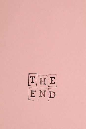 roze achtergrond, tekst op roze, het einde, simpel ontwerp, Minimalistische kunst, gestempelde woorden, Tekst Art, eindzin, roze canvas, grafisch ontwerp