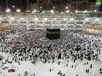 Orang Muslim, kaaba, Situs Suci, Ziarah haji, Al-Masjid al-Haram, Mekah, malam, orang banyak, pertemuan, Islam, agama