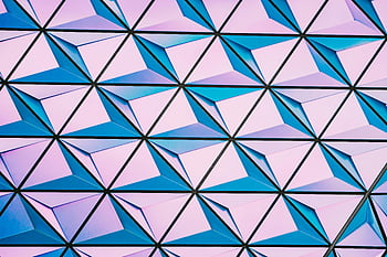Fialová a modrá abstraktní tapeta, Vibrující trojúhelníkový vzorec, odstíny růžové a modré, moderní pozadí, abstraktní design, geometrický vzor, barevné tapety, moderní umění, abstraktní umění, digitální umění, moderní design