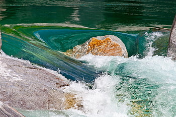 vand, flod, bølger, klipper, Verzasca, Ticino, Schweiz
