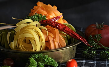 nudle, tagliatelle, těstoviny, drsný, vícebarevný, jídlo, sacharidů, kuchařka, základní potraviny, italština, jedlý