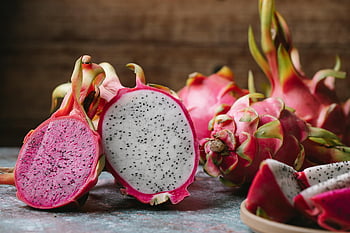 dračí ovoce, nakrájené dračí ovoce, detailní fotografie, Vibrující dračí ovoce, Unikátní textura, ovocná barva, pitaya, exotické ovoce, zdravé jídlo, tropické ovoce, růžové dračí ovoce