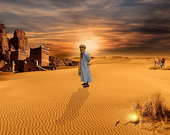poušť, příroda tapety, muž, západ slunce, hd tapetu, písek, přírodní pozadí, krajina, marocký, turban, arabština
